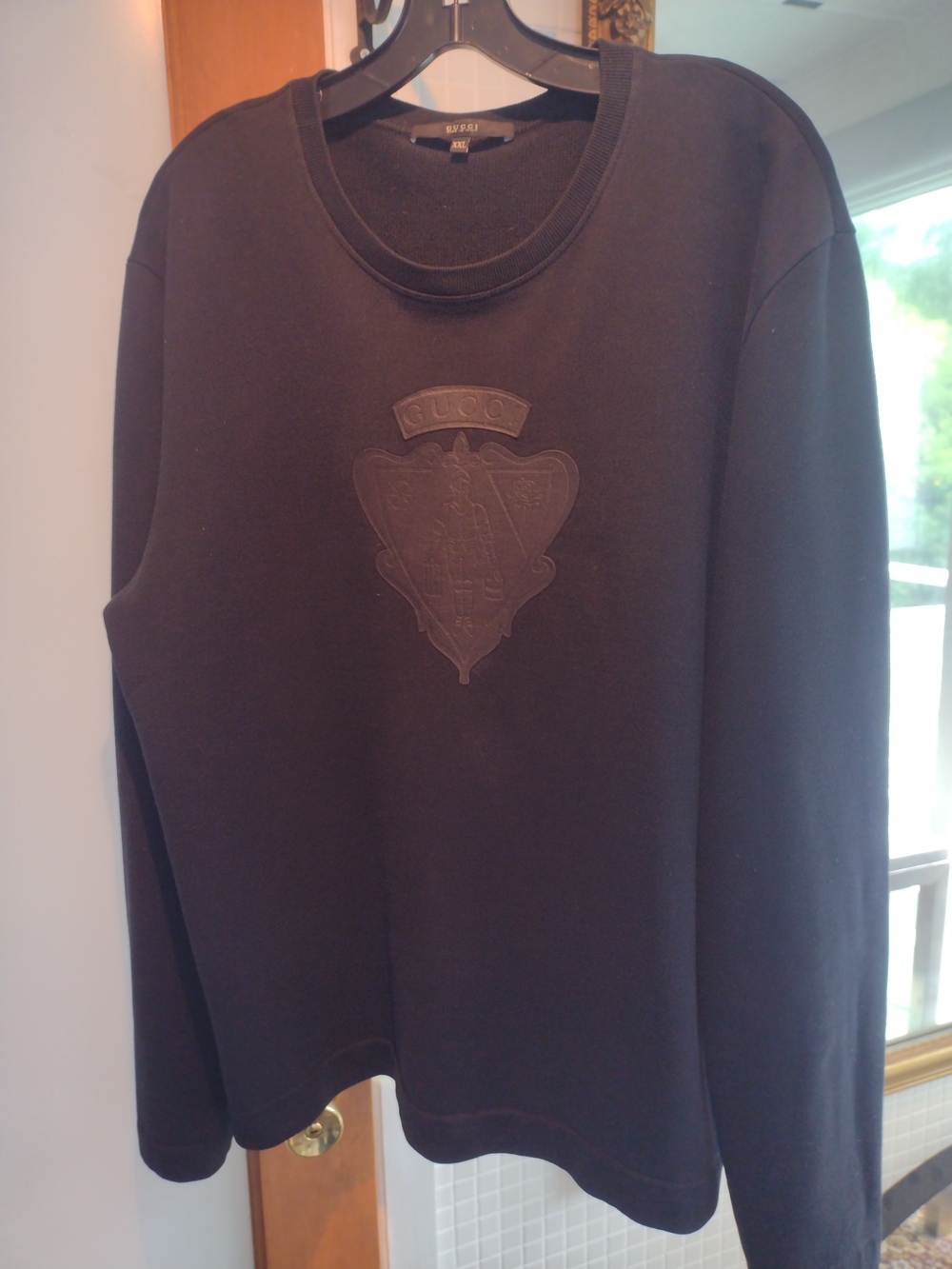 Gucci Black Embossed Crest Crewneck Sweatshirt
